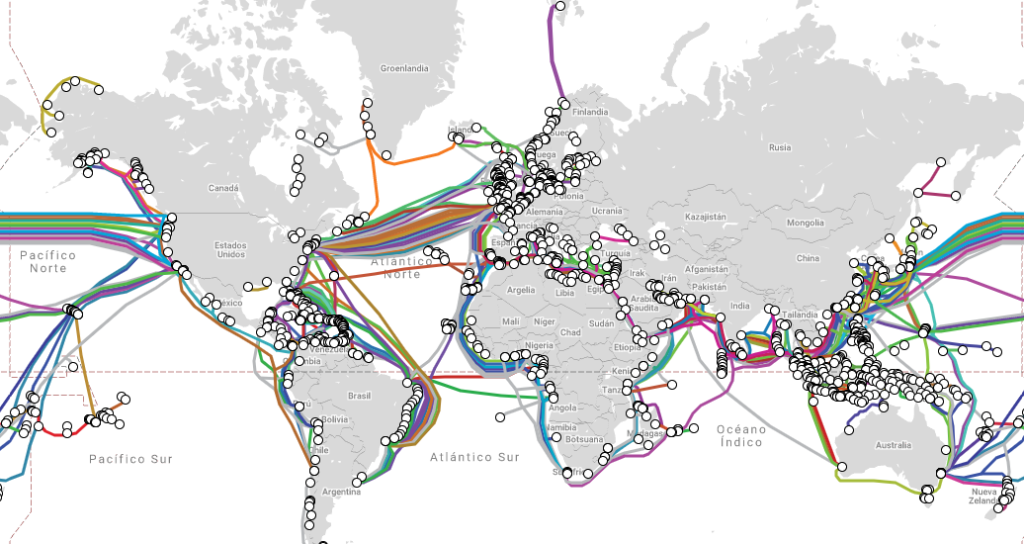 Mapa cable internet en el mundo